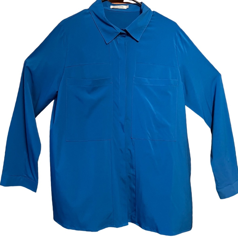 MissLook Women’s Collared Long sleeve with a hidden buttons  - SZ XL